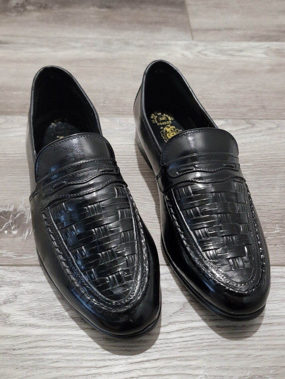 JB Men's Black Woven Leather Loafers (Sz 9.5 W) (Pair #1)